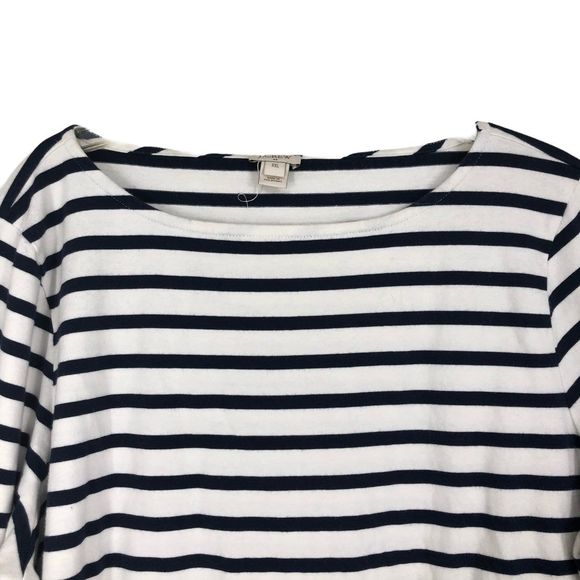 J. Crew Black & White Striped Popover Blouse w/Sheer Blk Lace Cuffs, frilly XXL - Picture 5 of 7